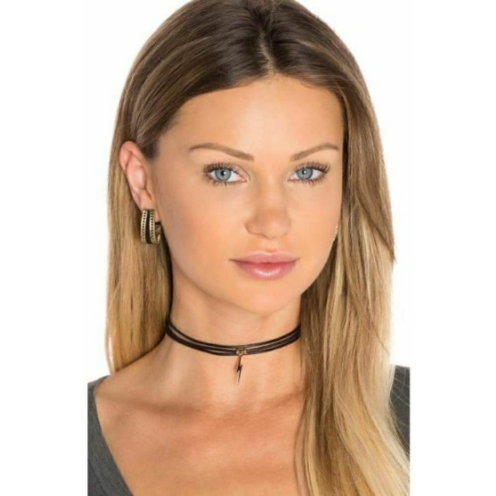 New Frasier Sterling 3 Wrap Ransom Lightning Choker Brown Leather Gold